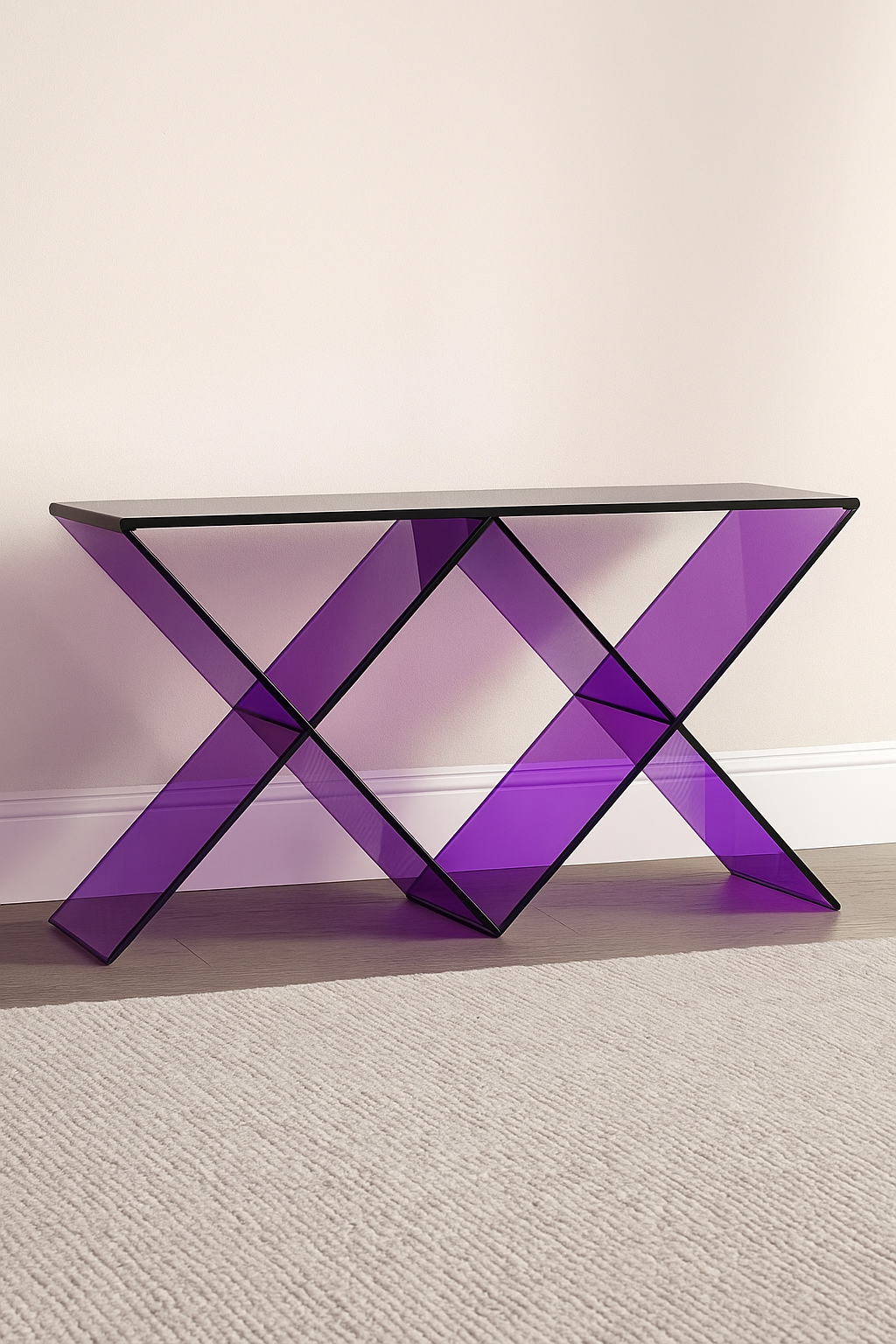 DOUBLE X ACRYLIC CONSOLE TABLE ( PURPLE-BLACK) - bynuraybirtane
