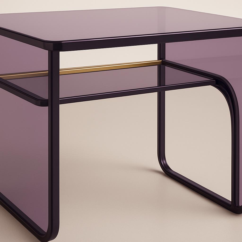 Modern Luxe Acrylic Desk in Transparent Purple - Elegant acrylic desk with bold curves and clean lines, making it a striking centerpiece for both creative studios and stylish offices.