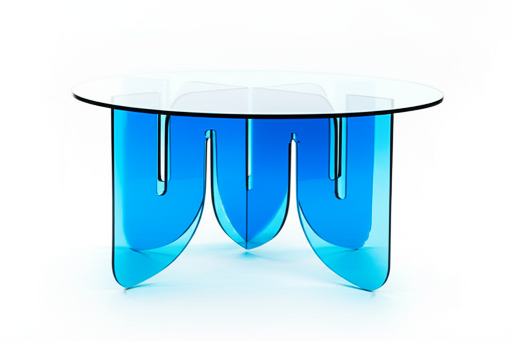 WAVE LUCITE COFFEE TABLE (TRANSPARENT BLUE) - bynuraybirtane
