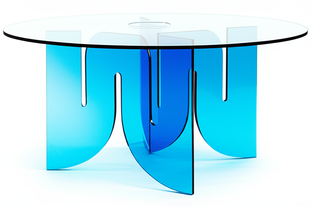 WAVE LUCITE COFFEE TABLE (TRANSPARENT BLUE) - bynuraybirtane