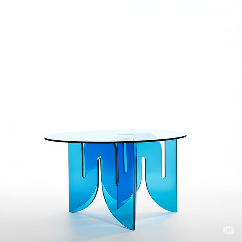 WAVE LUCITE COFFEE TABLE (TRANSPARENT BLUE) - bynuraybirtane