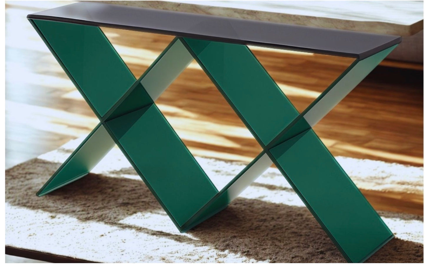 ACRLIC CONSOLE TABLE ( TRANSPARENT BLACK-TRANSPARENT GREEN ) - bynuraybirtane