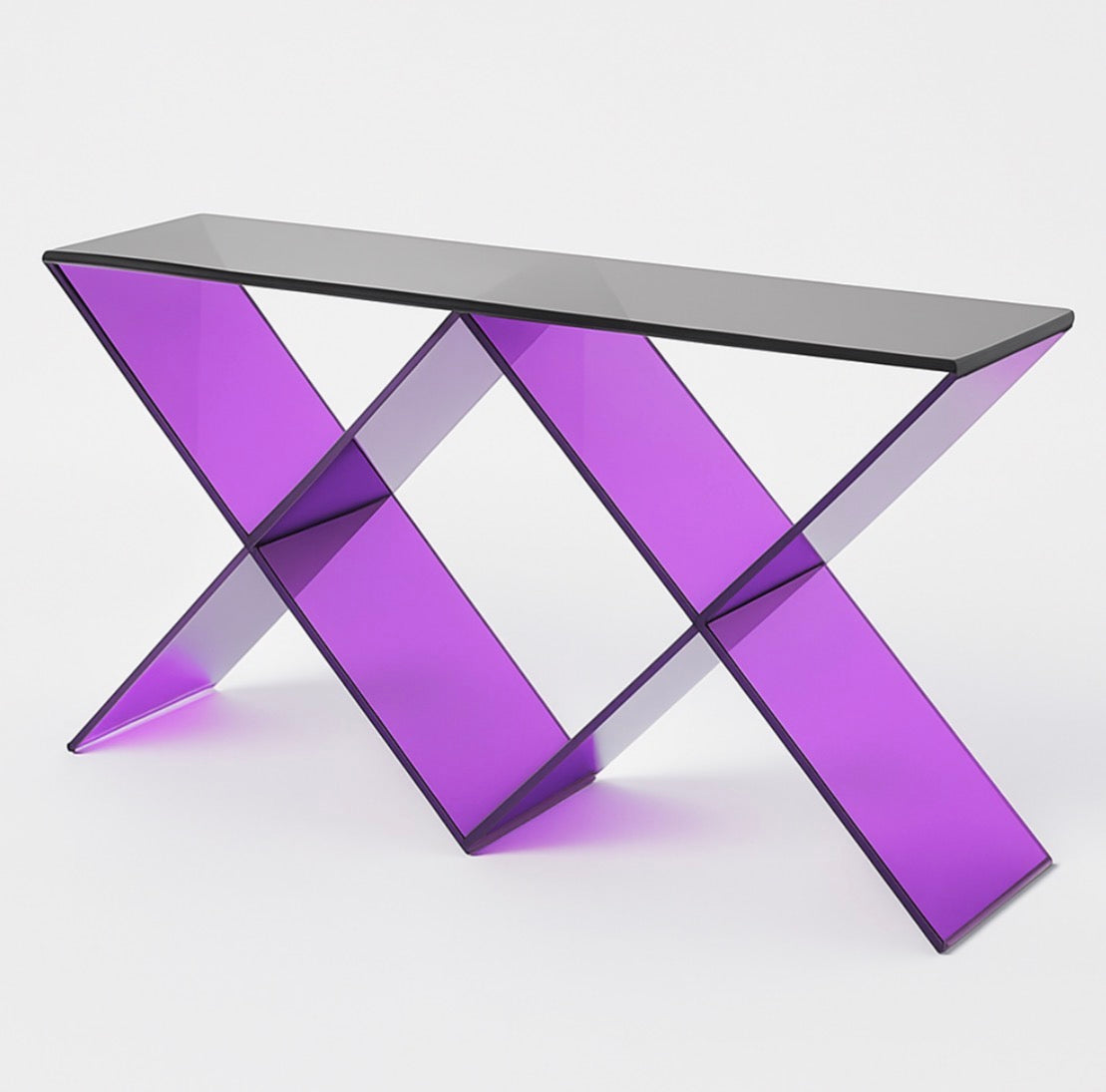 DOUBLE X ACRYLIC CONSOLE TABLE ( PURPLE-BLACK) - bynuraybirtane