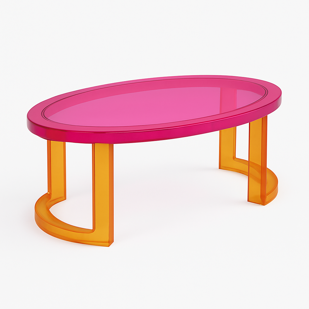 Stylish interior featuring the Bold Acrylic Round Coffee Table, demonstrating how the acrylic table adds a pop of color and contemporary style to any space.