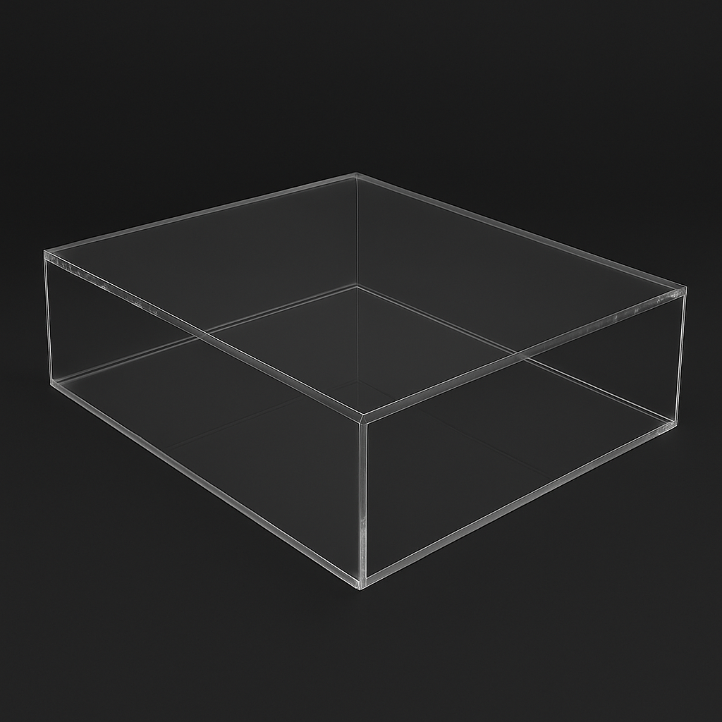 Stylish SQUARE BOX LUCITE TABLE showcasing high-quality thick acrylic material, ideal for adding a touch of elegance to any room.