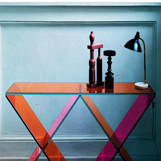 COLORED LUCITE CONSOLE TABLE - bynuraybirtane