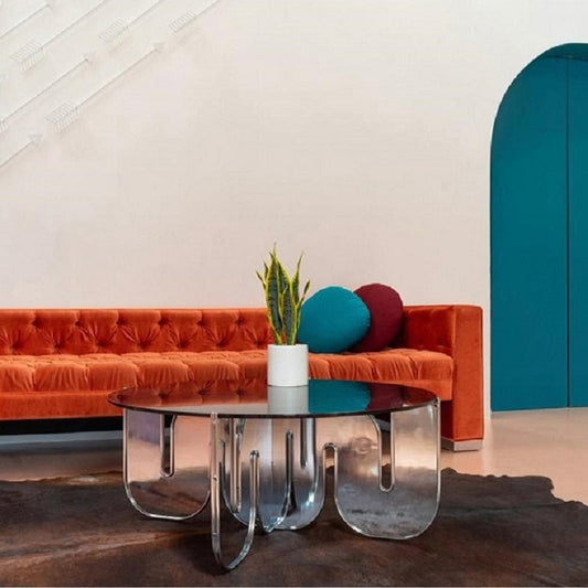 WAVE LUCITE COFFEE TABLE GREY MIRROR - bynuraybirtane