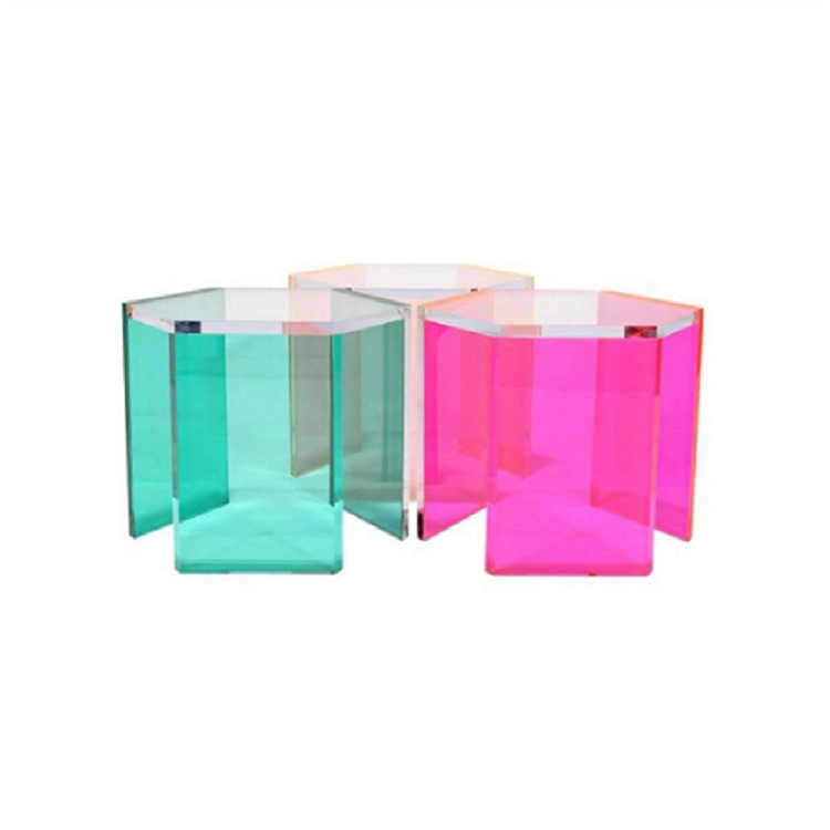 COLORFUL ACRYLIC HEXAGON COFFEE TABLE - bynuraybirtane
