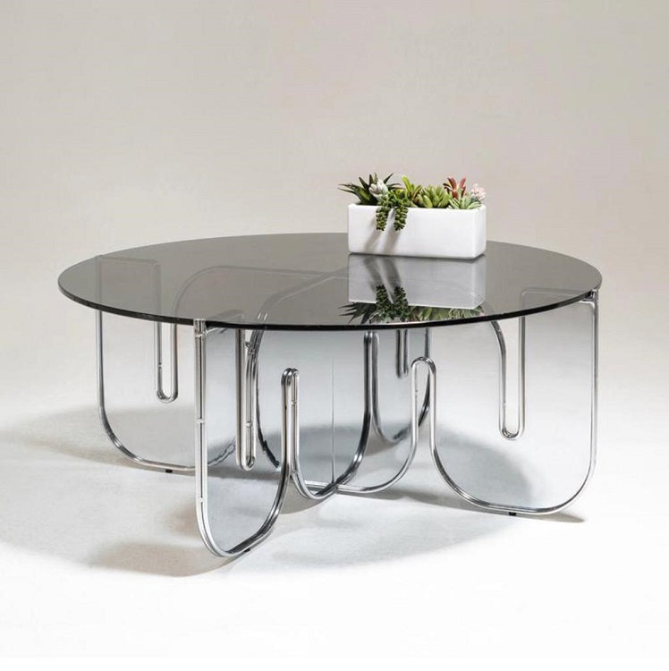 WAVE LUCITE COFFEE TABLE GREY MIRROR - bynuraybirtane