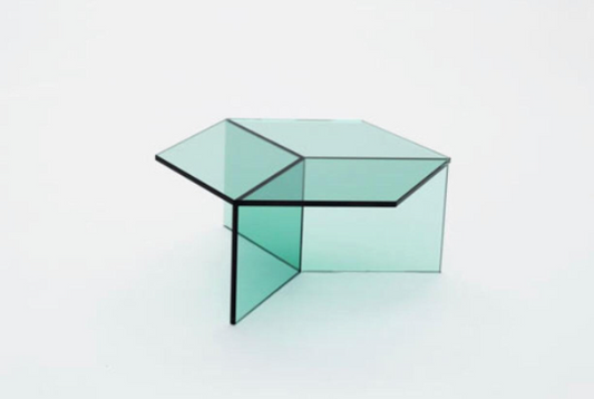 GREEN/BLUE/SMOKE HEXAGON LUCITE COFFEE TABLE - bynuraybirtane