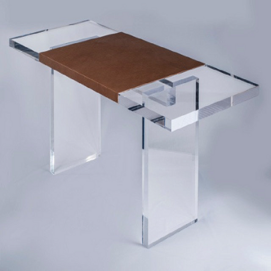 LEATHER CHARGED LUCITE CONSOLE TABLE - bynuraybirtane