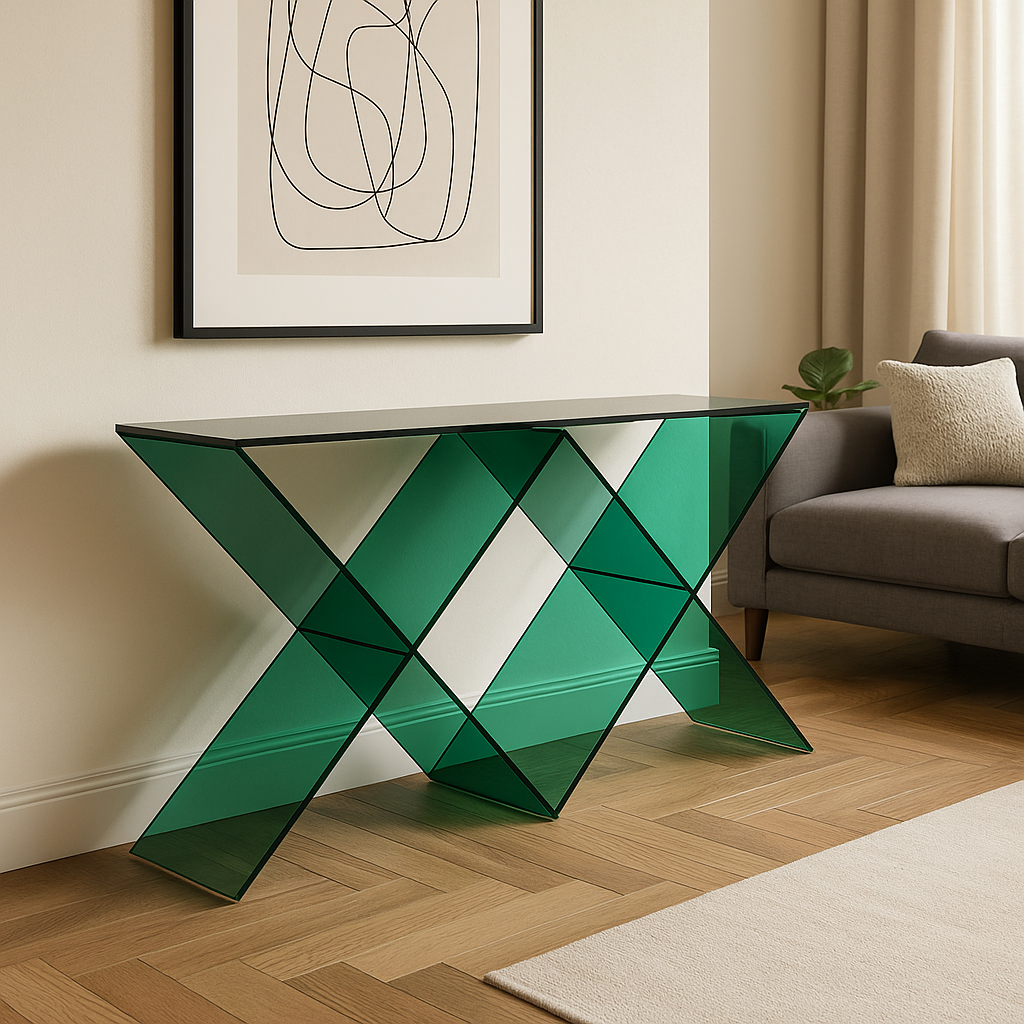 ACRLIC CONSOLE TABLE ( TRANSPARENT BLACK-TRANSPARENT GREEN ) - bynuraybirtane