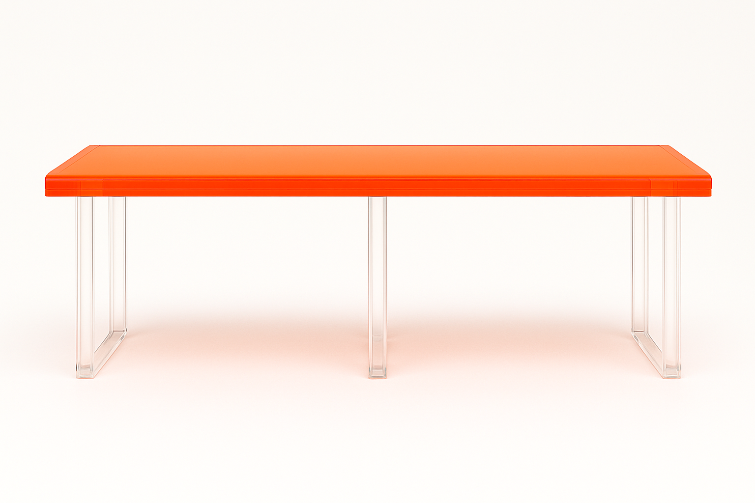 Modern Orange Acrylic Bench styled in an entryway setting, combining functionality and art with a bold pop of color - ACRYLIC BENCH.