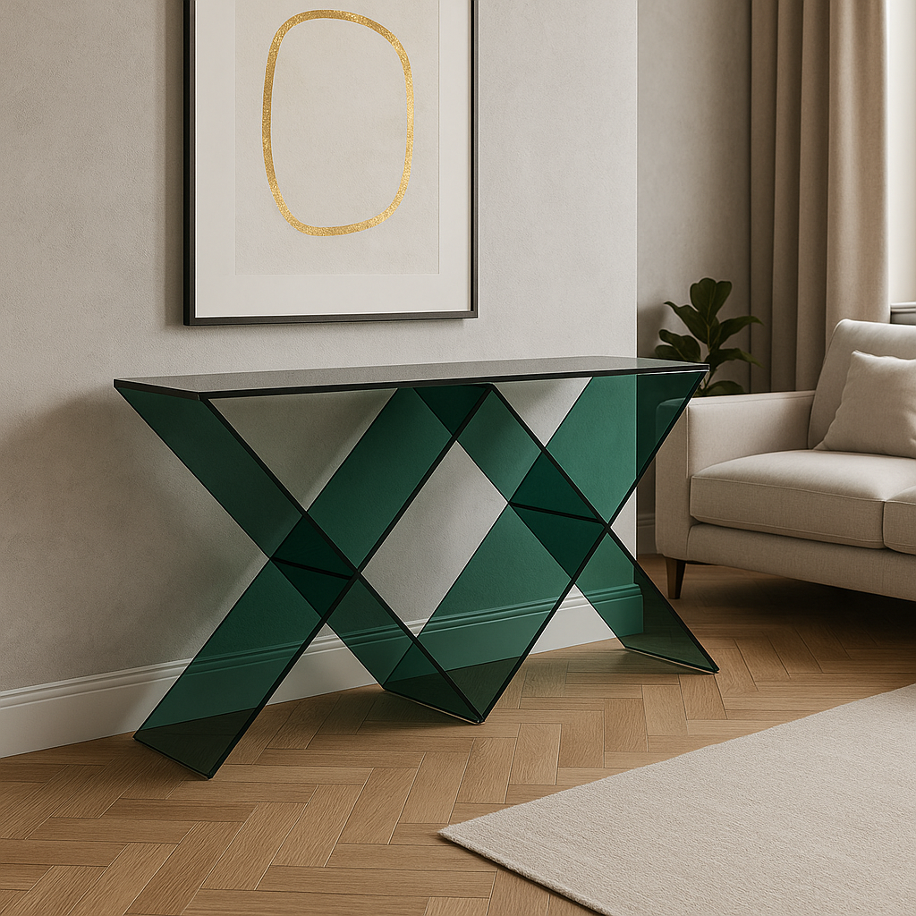ACRLIC CONSOLE TABLE ( TRANSPARENT BLACK-TRANSPARENT GREEN ) - bynuraybirtane