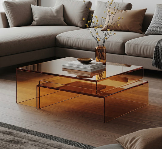 AMBER ACRYLIC LUXURY COFFEE TABLE - bynuraybirtane