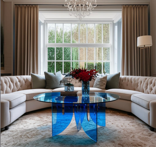 WAVE LUCITE COFFEE TABLE (TRANSPARENT BLUE) - bynuraybirtane