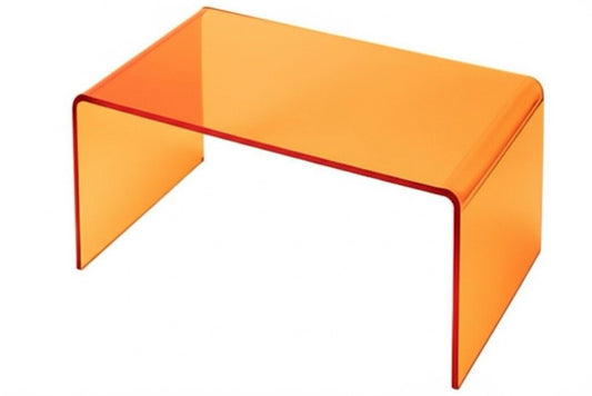 Luminous Curve: Waterfall Acrylic Console in Transparent Orange showcasing modern design and vibrant color.