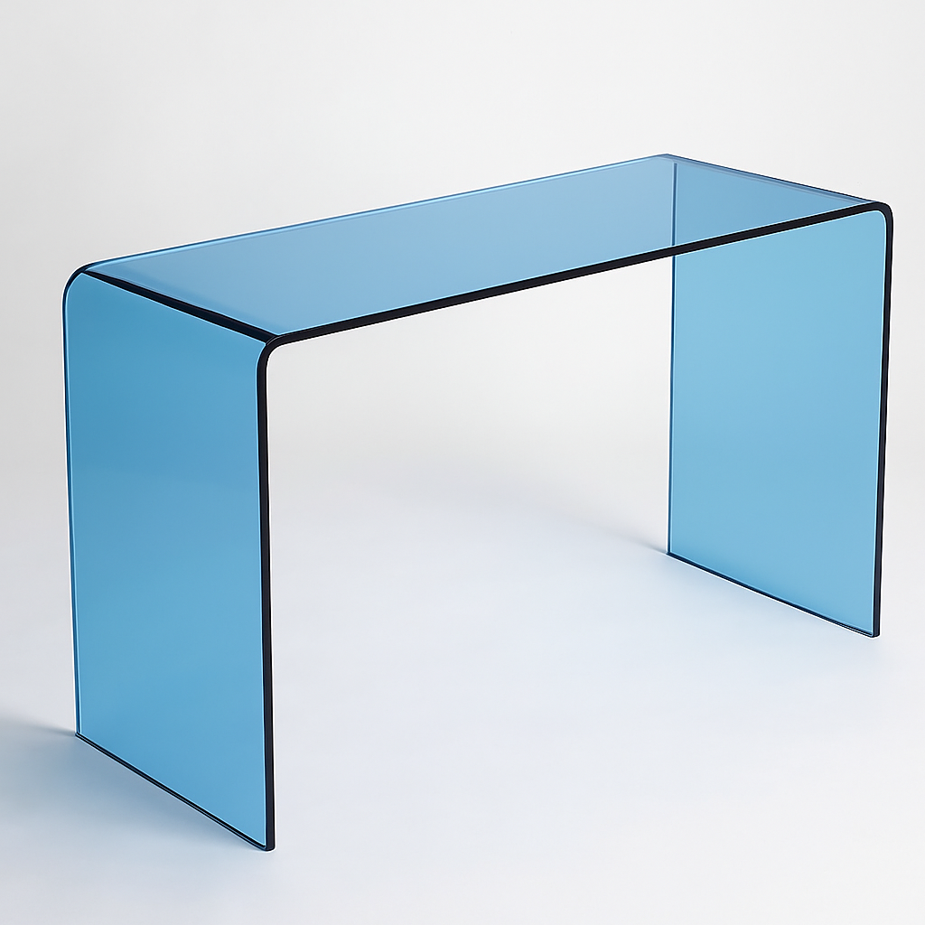 MODERN BLUE U  LUCITE CONSOLE TABLE