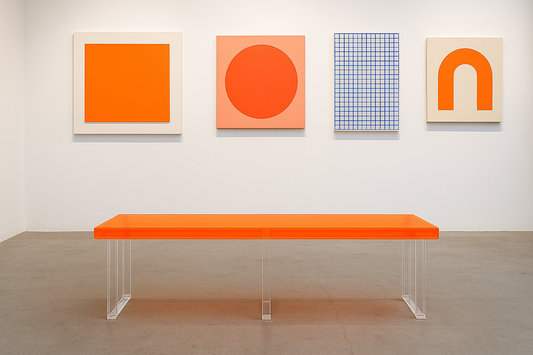 Modern Orange Acrylic Bench – Sleek Plexiglass Design showcasing vibrant color and elegant silhouette - ACRYLIC BENCH.
