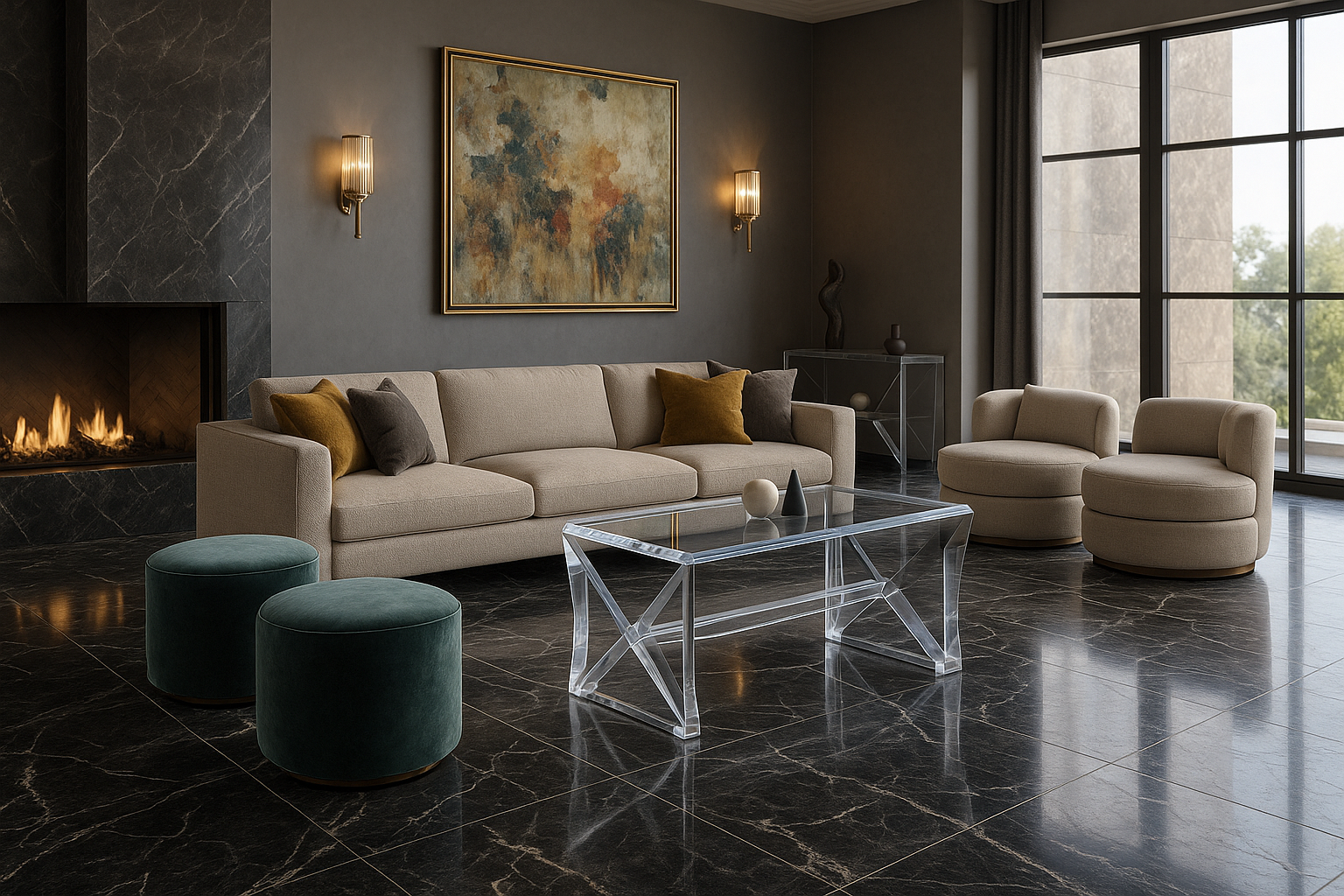 Detailed view of the bonding and craftsmanship of the X Prism Lucite Coffee Table, showcasing the acrylic clarity.