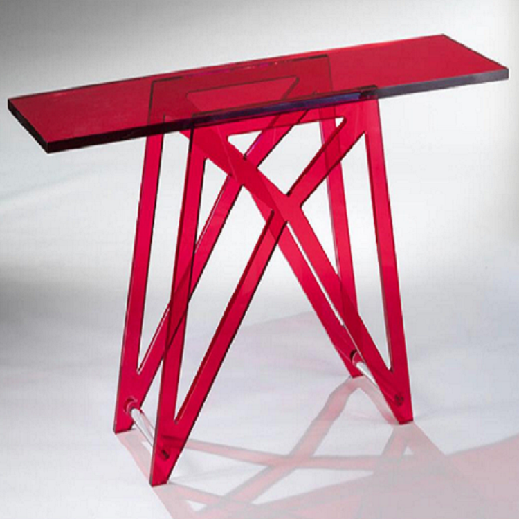 CROSSED LEG COLORED LUCİTE CONSOLE TABLE