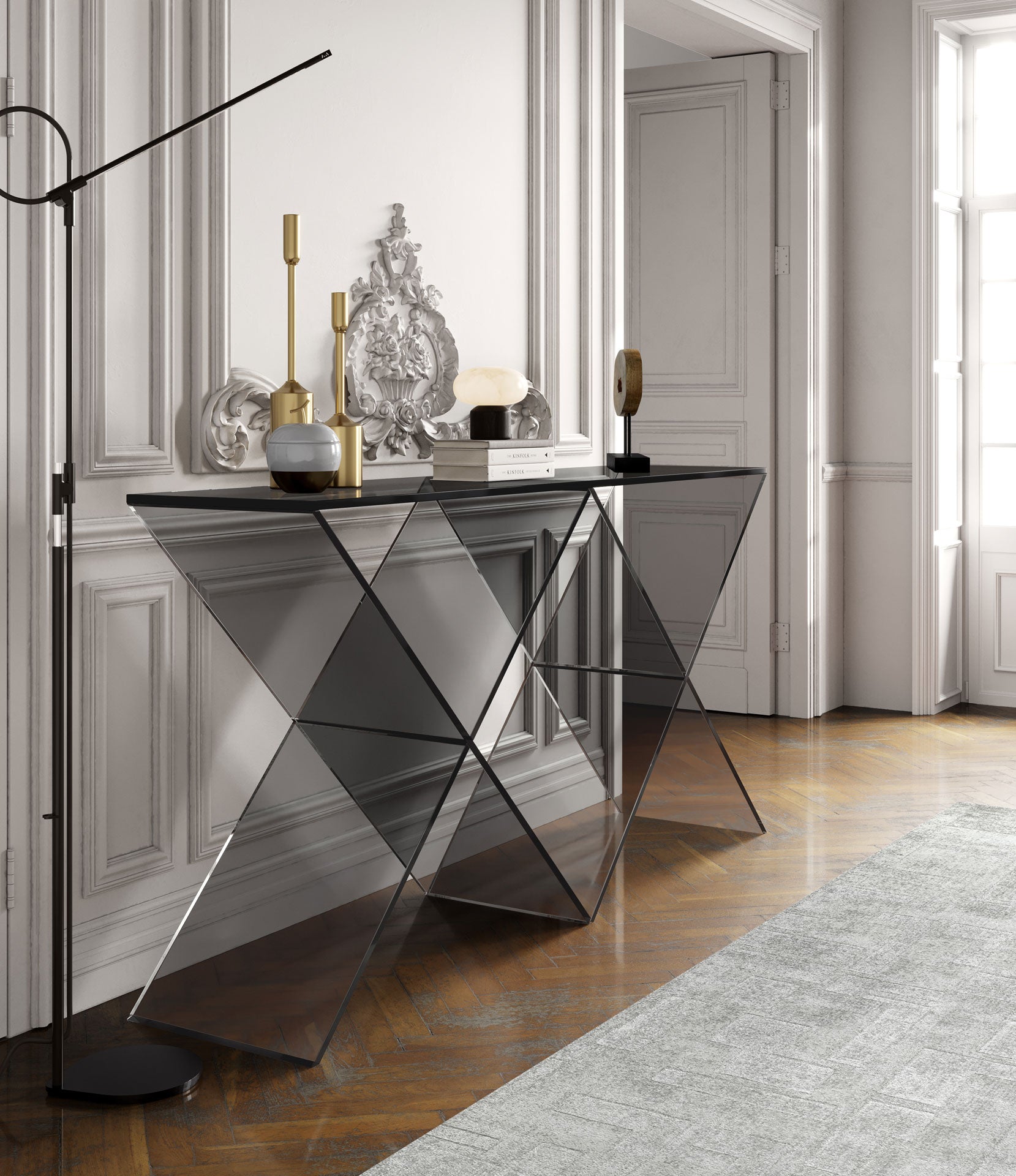 Modern Transparent Black Acrylic Console - bynuraybirtane