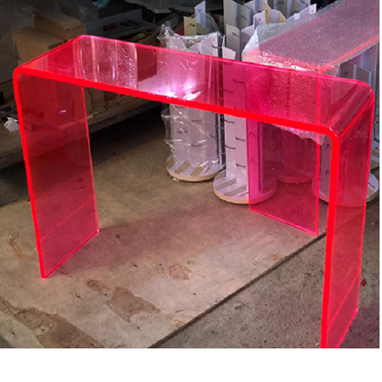 NEON PINK LUCITE CONSOLE TABLE
