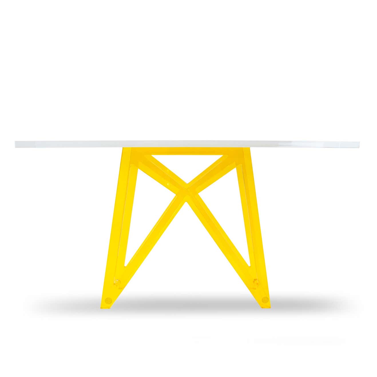 YELLOW LEG COLORED LUCITE CONSOLE TABLE