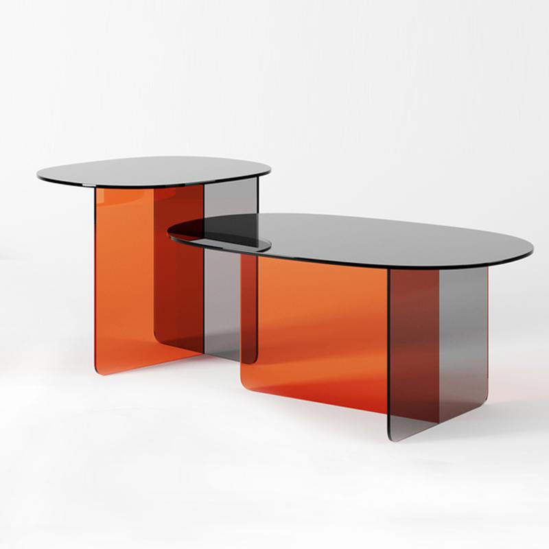 Modern Amber and Black Acrylic Coffee Table
