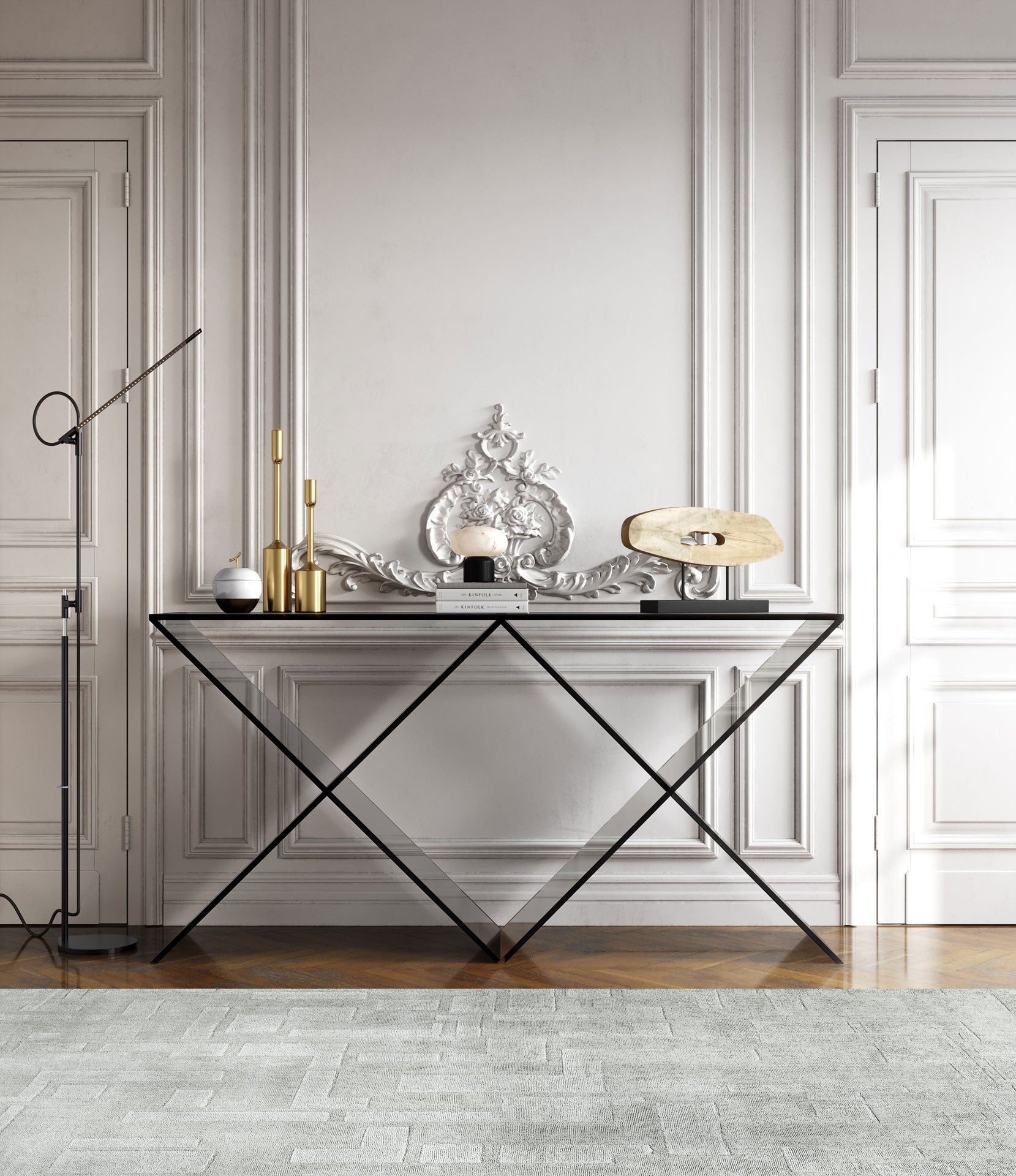Modern Transparent Black Acrylic Console - bynuraybirtane