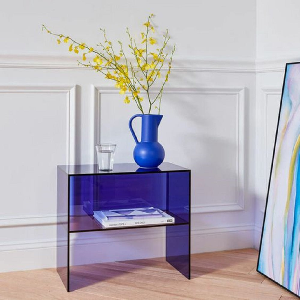 SHELF DETAIL LUCITE COFFEE TABLE