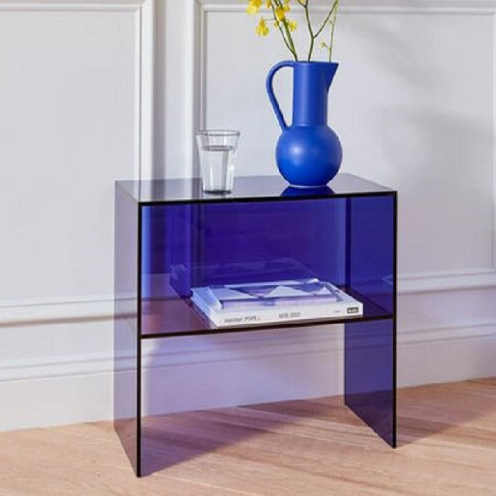 SHELF DETAIL LUCITE COFFEE TABLE