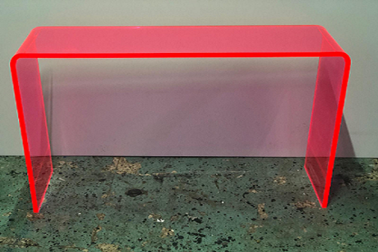 NEON PINK LUCITE CONSOLE TABLE