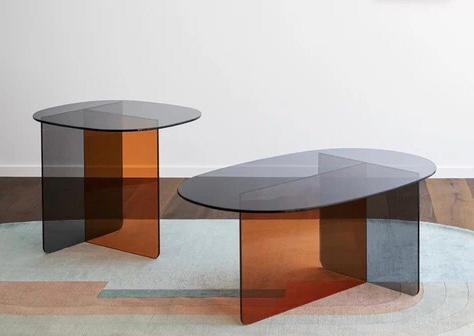 Modern Amber and Black Acrylic Coffee Table