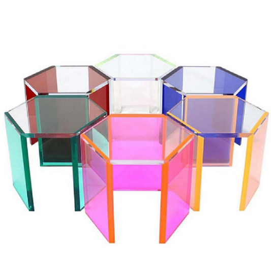 COLORFUL ACRYLIC HEXAGON COFFEE TABLE - bynuraybirtane