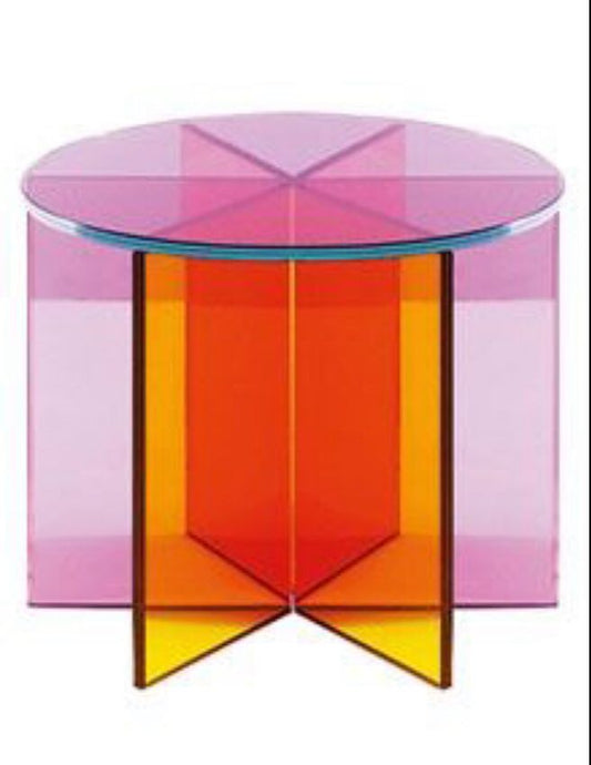 Acrylic Colorful Stylish Round Side Table - bynuraybirtane