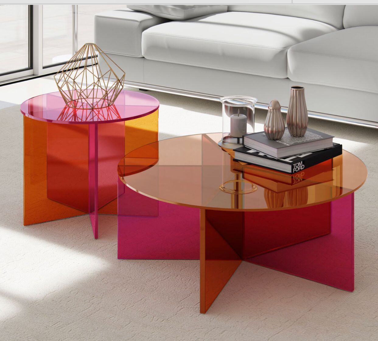 Acrylic Colorful Stylish Round Side Table