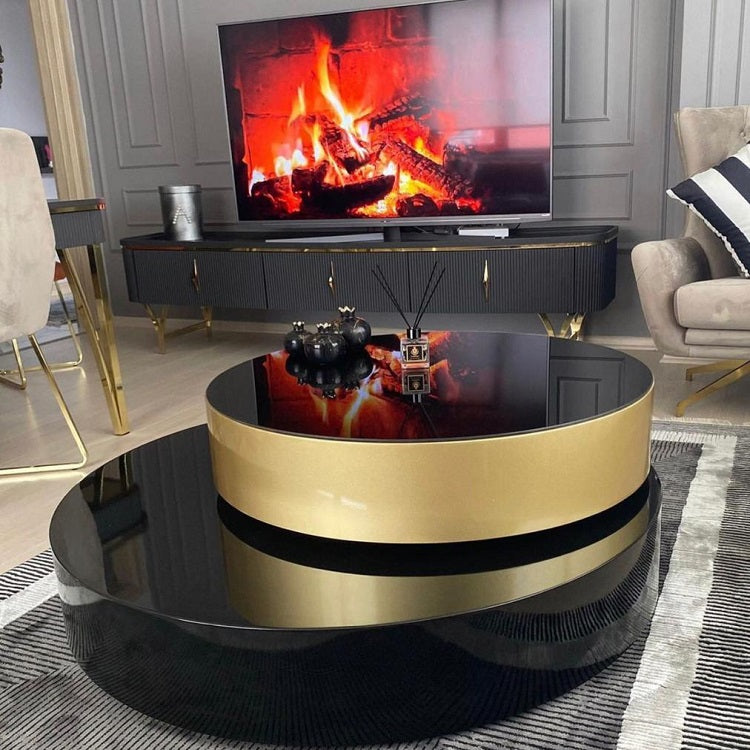 MIRRORED COFFEE TABLE WITH ROTATING 360° TOP