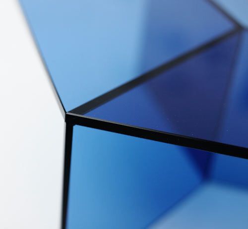 Modern Hexagon Acrylic Transparent Blue Coffee Table