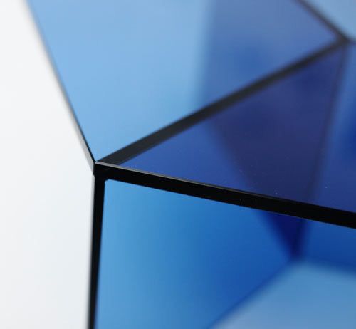 Modern Hexagon Acrylic Transparent Blue Coffee Table - bynuraybirtane