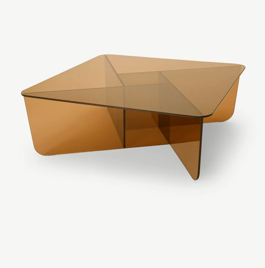 Amber-Caramel  Acrylic Square Coffee Table - bynuraybirtane