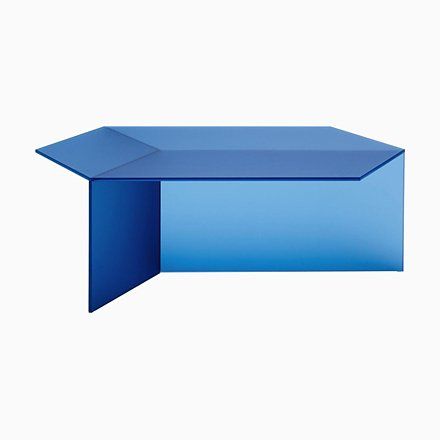 Modern Hexagon Acrylic Transparent Blue Coffee Table - bynuraybirtane