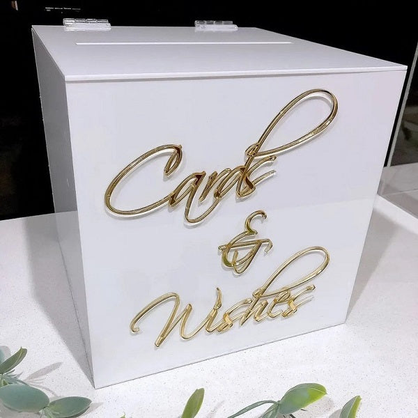 MIRROR ACRYLIC WISHING WELL BOX WITH PERSONALIZED NAME