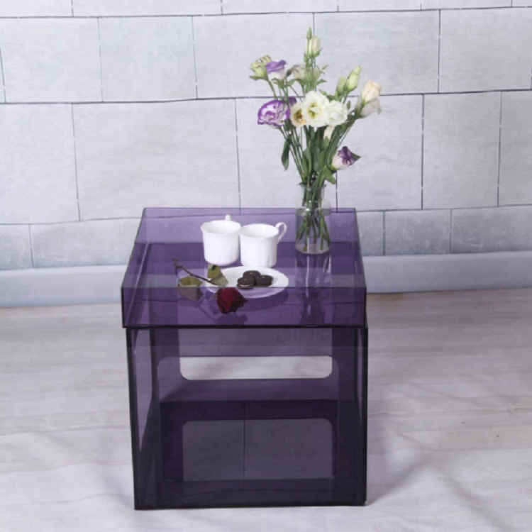 VIOLET LUCITE COFFEE TABLE