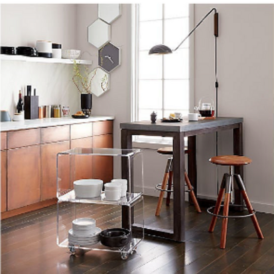 TWO SHELF LUCITE WHEELED TABLE - bynuraybirtane