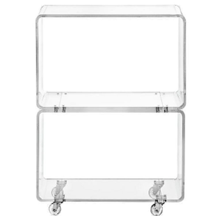 TWO SHELF LUCITE WHEELED TABLE - bynuraybirtane