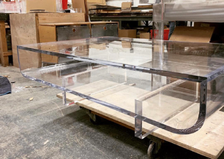 CLEAR LUCITE BOX COFFEE TABLE