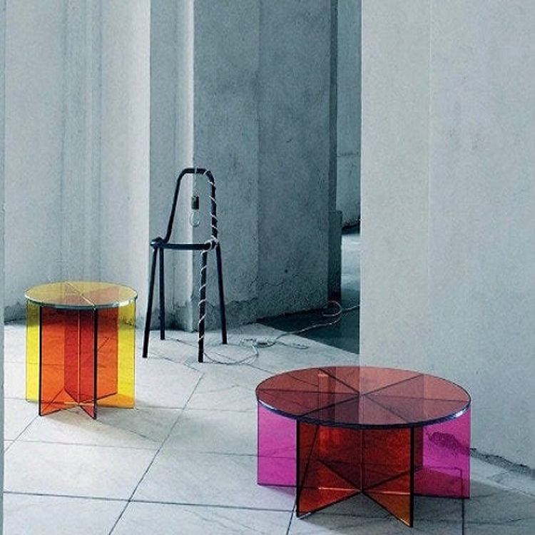 COLOR WHEEL LUCITE COFFEE TABLE