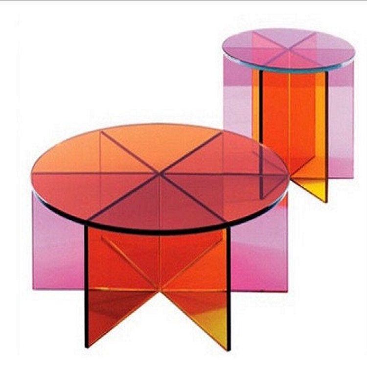 COLOR WHEEL LUCITE COFFEE TABLE