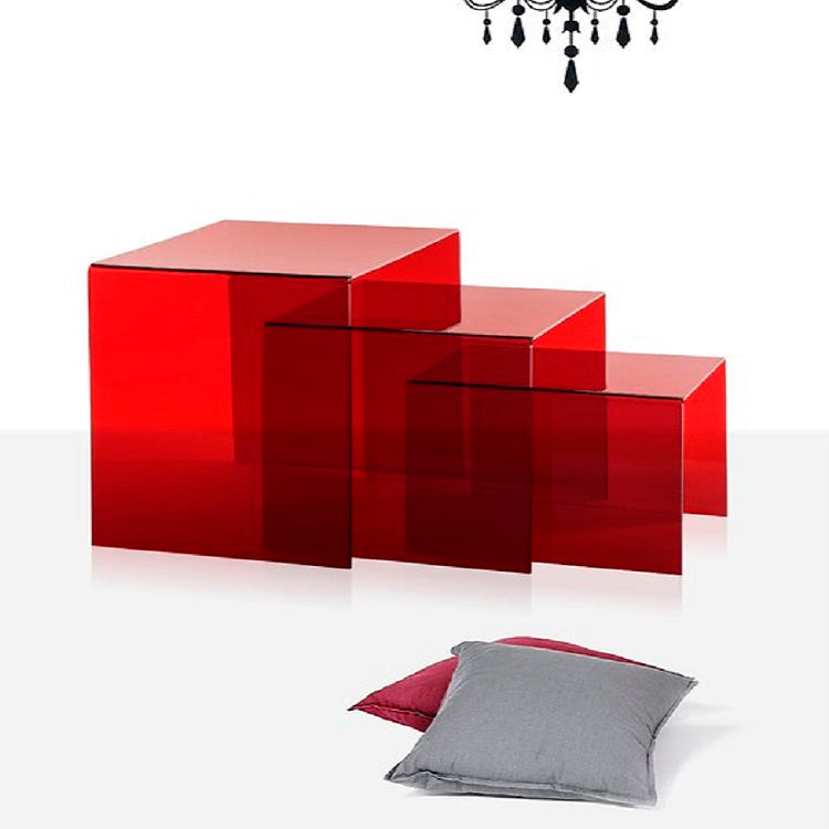 RED-BLACK ACRYLIC SIDE TABLE